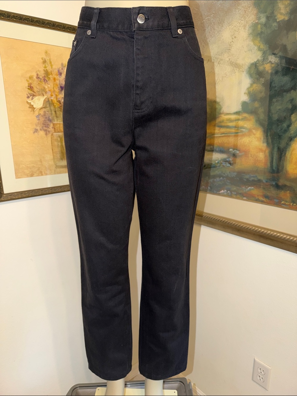 Lauren Jeans Co. Ralph Lauren Black Straight-Leg Jeans Size 10 View 4